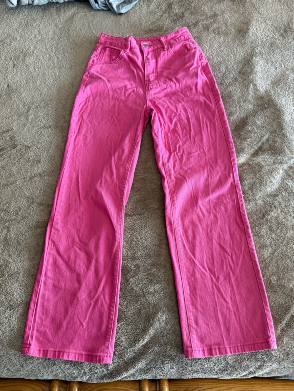 High-Rise Pink Wide-Leg Jeans